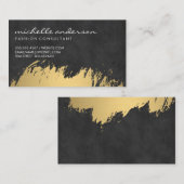 Carte De Visite Faux Gold brossé Black Lush Texture (Devant / Derrière)