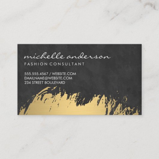 Carte De Visite Faux Gold brossé Black Lush Texture (Devant)