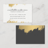 Carte De Visite Faux Gold brossé blanc gris / Variation (Devant / Derrière)