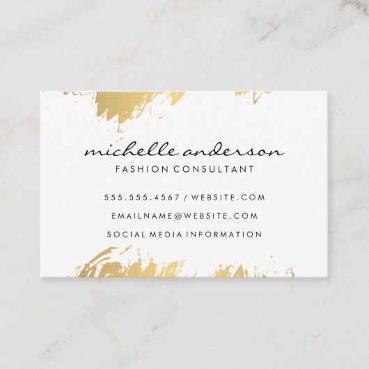 Carte De Visite Faux Gold brossé blanc gris / Variation (Devant)