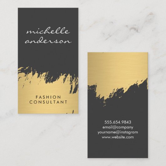 Carte De Visite Faux Gold Brossé Gris (Devant / Derrière)