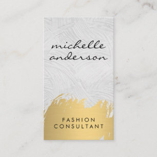 Carte De Visite Faux Gold Brossé gris blanc Fashionista