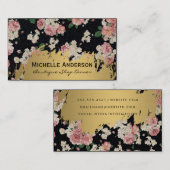 Carte De Visite Faux Gold brossé Vintage Flower (Devant / Derrière)