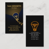 Carte De Visite Faux Gold Bulb Flash Light Gold Beam Electricien (Devant / Derrière)