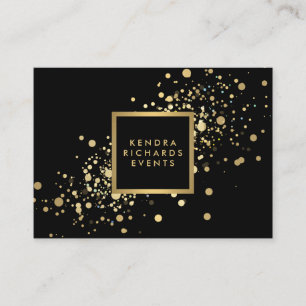 Carte De Visite Faux Gold Confetti sur Modern Black Large