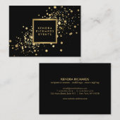 Carte De Visite Faux Gold Confetti sur Modern Black Large (Devant / Derrière)