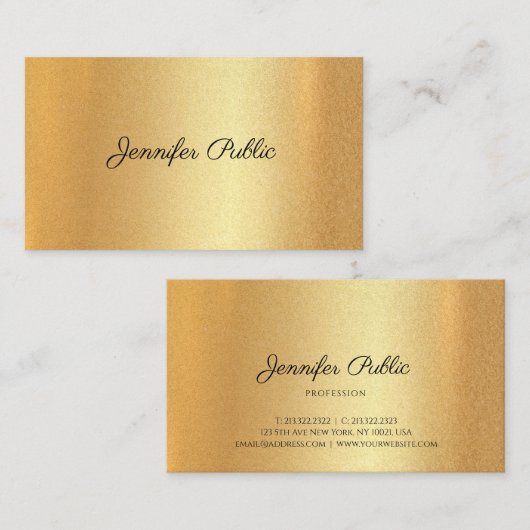 Carte De Visite Faux Gold écriture manuscrite Script Élégante call (Devant / Derrière)