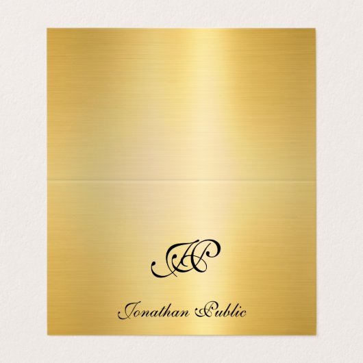 Carte De Visite Faux Gold Elegant Script manuscrit Monogramme (Extérieur déplié)