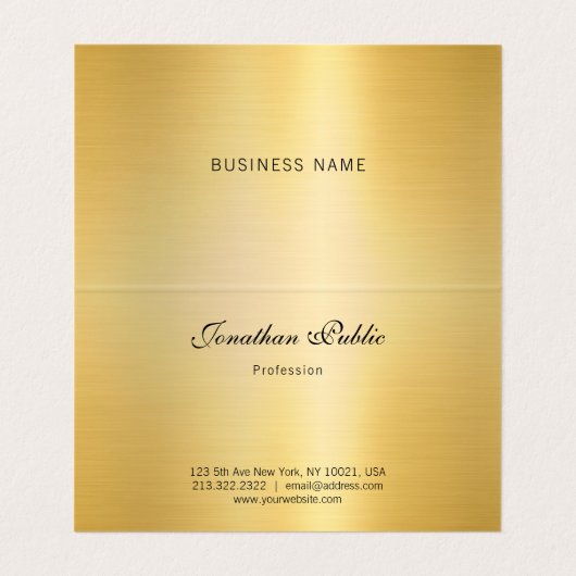 Carte De Visite Faux Gold Elegant Script manuscrit Monogramme (Intérieur déplié)