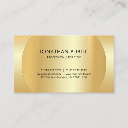 Carte De Visite Faux Gold Élégant Simple Professionnel Moderne (Devant)