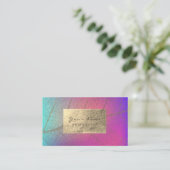 Carte De Visite Faux Gold Foil Botanique Beauty Studio Ombre Pink (Debout devant)