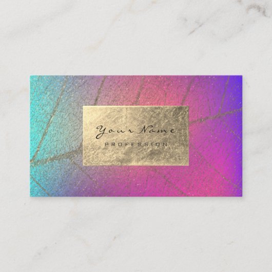 Carte De Visite Faux Gold Foil Botanique Beauty Studio Ombre Pink (Devant)