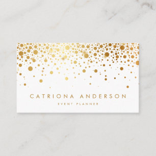 Carte de visite Faux Gold Foil Confetti   Blanc