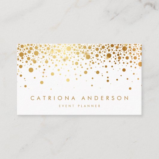 Carte de visite Faux Gold Foil Confetti | Blanc (Devant)