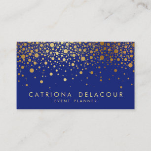 Carte de visite Faux Gold Foil Confetti   Bleu
