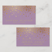 Carte de visite Faux Gold Foil Confetti | Lilac (Devant / Derrière)