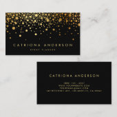 Carte de visite Faux Gold Foil Confetti | Noir (Devant / Derrière)