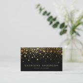 Carte de visite Faux Gold Foil Confetti | Noir (Debout devant)