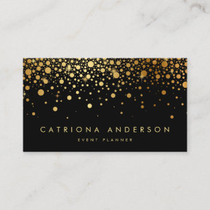 Carte de visite Faux Gold Foil Confetti   Noir