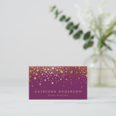 Carte de visite Faux Gold Foil Confetti | Purple I (Debout devant)