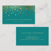 Carte de visite Faux Gold Foil Confetti | TURQUOIS (Devant / Derrière)