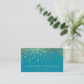Carte de visite Faux Gold Foil Confetti | TURQUOIS (Debout devant)