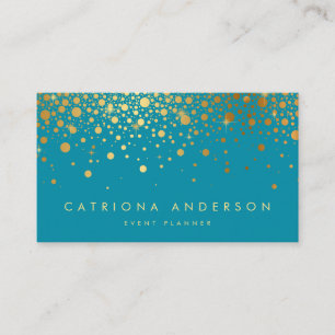 Carte de visite Faux Gold Foil Confetti Turquois