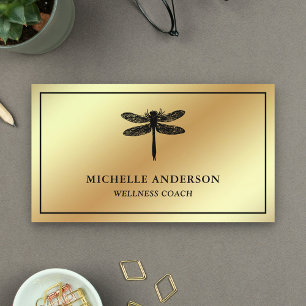 Carte De Visite Faux Gold Foil Dragonfly