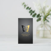Carte De Visite Faux Gold Foil et Black Butfly (Debout devant)