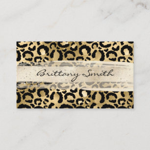 Carte De Visite Faux Gold Foil Leopard Champagne Brush Strot