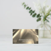 Carte De Visite Faux Gold Foil Minimal QR Code et médias sociaux (Debout devant)