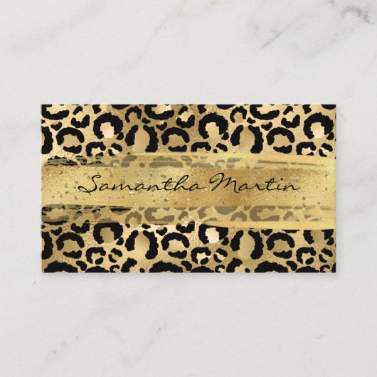 Carte De Visite Faux Gold Foil Parties scintillant Brush Stroke Le (Devant)