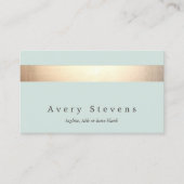 Carte De Visite Faux Gold Foil Stripe Moderne Style Turquoise (Devant)