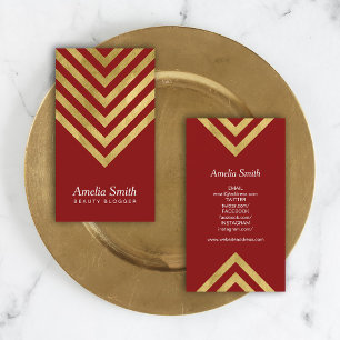 Carte De Visite Faux Gold Geometry Beauty Blogger Social Media