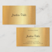 Carte De Visite Faux Gold Hand Script Élégante Calligraphie Modern (Devant / Derrière)