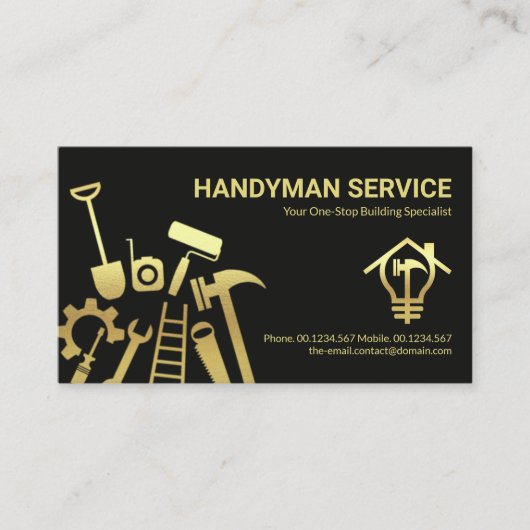 Carte De Visite Faux Gold Handyman Outils Home Réparations (Devant)