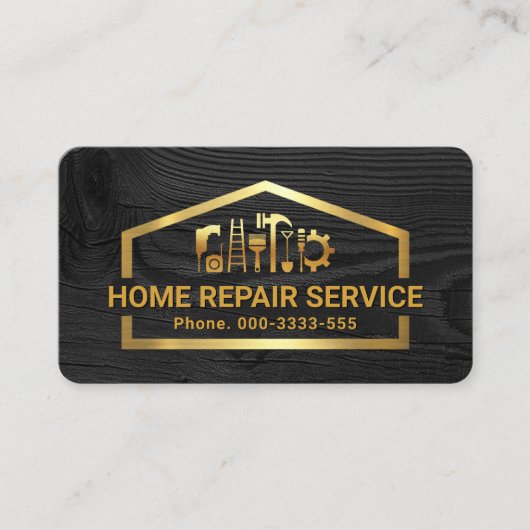Carte De Visite Faux Gold Handyman Tools Building Frame (Devant)