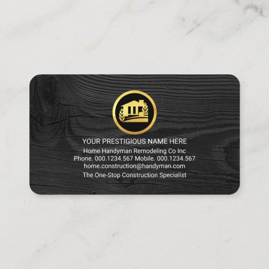 Carte De Visite Faux Gold Handyman Tools Building Frame (Dos)