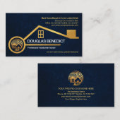 Carte De Visite Faux Gold Home Blue Grunge Texture Construction (Devant / Derrière)