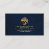 Carte De Visite Faux Gold Home Blue Grunge Texture Construction (Dos)