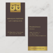 Carte De Visite Faux Gold Justice Scales avocat (Devant / Derrière)
