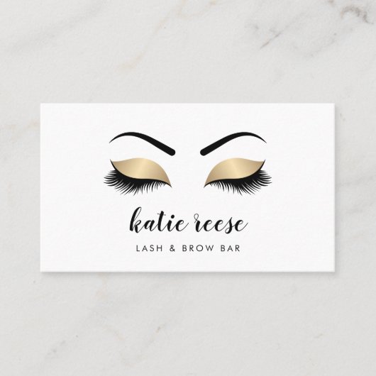 Carte De Visite Faux Gold Lashes & Brows Beauté (Devant)