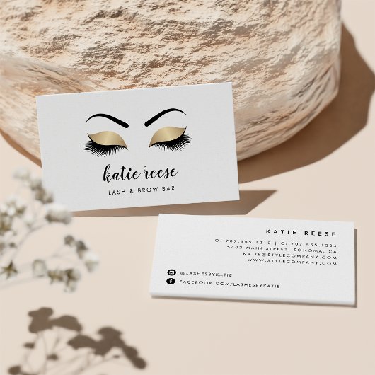 Carte De Visite Faux Gold Lashes & Brows Beauté