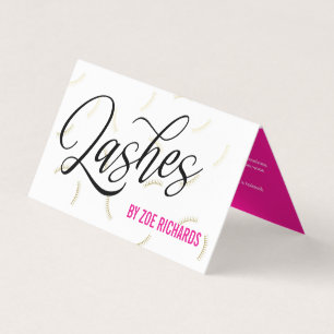 Carte De Visite Faux Gold Lashes Hot Pink Lash Artist Afcare