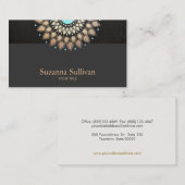 Carte De Visite Faux Gold Leaf Motif Black Linen Professionnel (Devant / Derrière)