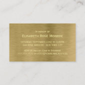 Carte De Visite Faux Gold Metal Texture Billet d'anniversaire (Dos)
