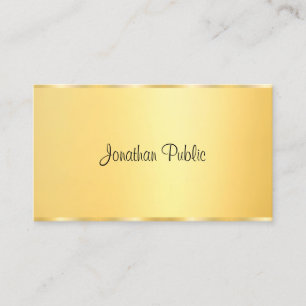 Carte De Visite Faux Gold Modern Calligraphes Design Modèle