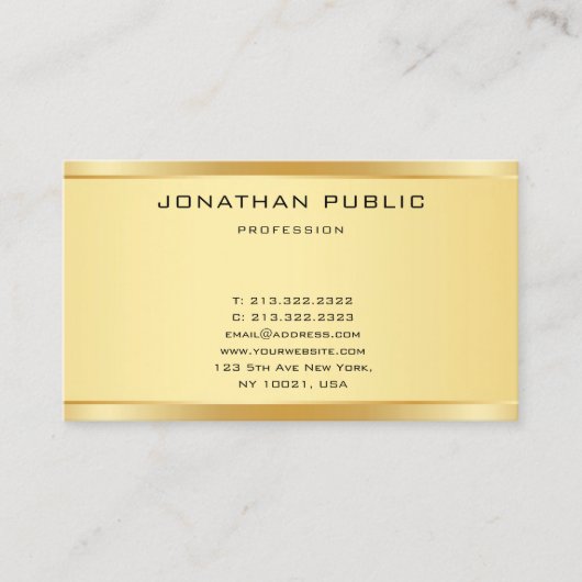 Carte De Visite Faux Gold Modern Simple Élégant Modèle élégant (Devant)
