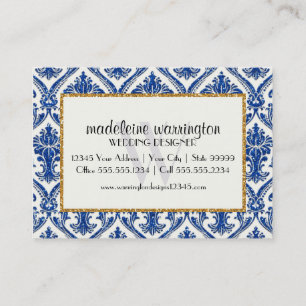 Carte De Visite Faux Gold Parties scintillant Damask Floral Patal 