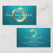 Carte De Visite Faux Gold Peint Cercle Designer (Devant / Derrière)